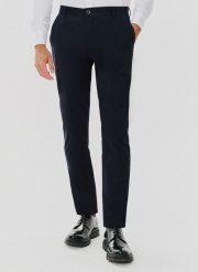 PAKO LORENTE – Gładkie spodnie męskie w kolorze granatowym. Spodnie materiałowe męskie Pako Lorente, l, bez wzorów, z bawełny, casualowe. Za 99.99 zł.