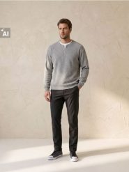 Prążkowana bluza z krótkim zamkiem - szary. Szare bluzy męskie Sinsay, l, bez wzorów, prążkowane, bez kaptura. Za 59.99 zł.