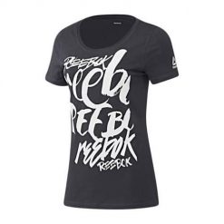 Koszulka sportowa damska Reebok Super Scripty. Czarne koszulki sportowe damskie Reebok, xs, bez wzorów, z materiału, bez kołnierzyka, bez ramiączek, na fitness i siłownię. Za 117.00 zł.