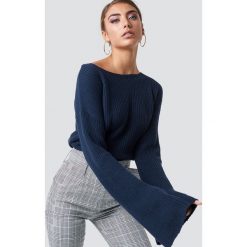 NA-KD Krótki sweter z dzianiny z długim rękawem - Blue,Navy. Niebieskie swetry damskie marki NA-KD, z dzianiny. Za 121.95 zł.