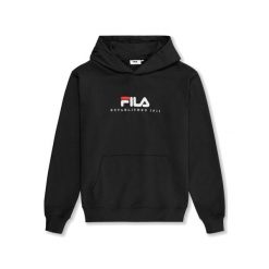 Bluza z kapturem męska do biegania Fila Valsera regular logo czarna. Czarne bluzy męskie Fila, m, bez wzorów, z kapturem, do biegania. Za 207.00 zł.