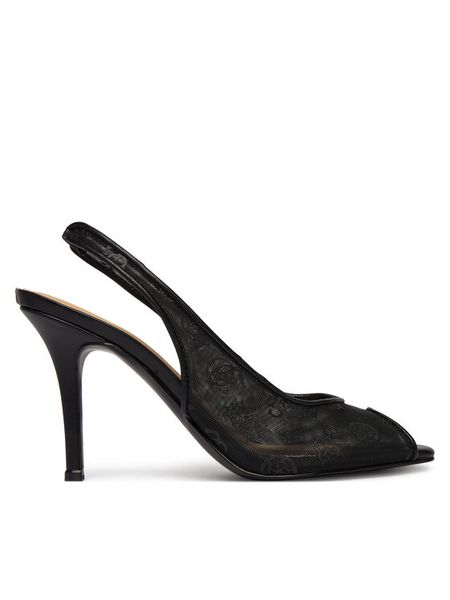 Guess Sandały FLJKIS FAL07 Czarny. Czarne sandały damskie Guess, z aplikacjami, z materiału, bez obcasa, na szpilce, bez zapięcia. Za 639.99 zł.