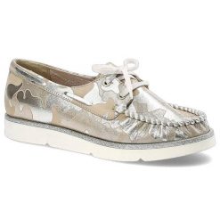 Mokasyny damskie Simen, wiązane ozdobną sznurówką i ze skóry naturalnej, różowo-srebrne, 760-Moro-Roz-Srebro. Czerwone mokasyny damskie Simen, ze skóry, klasyczne. Za 209.00 zł.