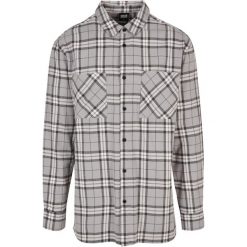 Męska Długa Koszula W Kratę Oversize. Czarne koszule męskie Urban Classics, m, bez wzorów, casualowe, bez kołnierzyka, bez ramiączek. Za 220.99 zł.