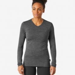 Koszulka trekkingowa damska Simond Travel 500 merino. Czarne koszulki sportowe damskie SIMOND, m, bez wzorów, z jersey, sportowe, bez kołnierzyka. Za 129.99 zł.