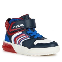 Sneakersy Geox. Niebieskie trampki i tenisówki chłopięce Geox, bez wzorów, bez zapięcia. Za 249.99 zł.
