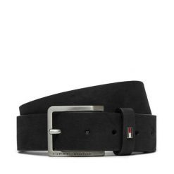 Pasek Męski Tommy Hilfiger. Czarne paski damskie Tommy Hilfiger, bez wzorów, z nubiku. Za 199.99 zł.