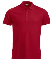 Clique Polo Manhattan męski — paski jacquard, ściągacze przy rękawach. Czerwone paski damskie CLIQUE, bez wzorów, z materiału. Za 120.07 zł.
