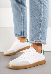 Białe Sneakersy w Stylu Tenisówek z Perforacją Reiaris. Białe obuwie sportowe damskie Born2be, bez wzorów, z jeansu, tenisowe. Za 89.99 zł.