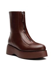 Jenny Fairy Botki HZ030201-01 Bordowy. Czerwone botki damskie Jenny Fairy, ze skóry, bez obcasa, na płaskiej podeszwie, bez zapięcia. Za 159.99 zł.