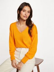 Morgan Sweter 241-MOLLI Pomarańczowy Regular Fit. Brązowe swetry damskie Morgan, m, bez wzorów, z bawełny, bez kołnierzyka, bez ramiączek, bez kaptura. Za 229.99 zł.