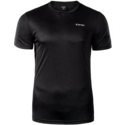 Koszulka treningowa męska Hi-Tec Sibic. Czarne koszulki sportowe męskie Hi-tec, m, bez wzorów, z materiału, bez kołnierzyka, bez ramiączek, na fitness i siłownię. Za 55.25 zł.