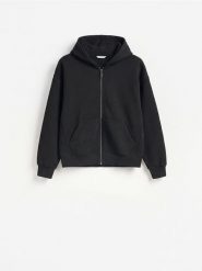 Bluza z kapturem - czarny. Czarne bluzy męskie Reserved, l, bez wzorów, z bawełny, z kapturem. Za 149.99 zł.