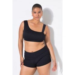 Damskie Hipsterki kąpielowe obcisły krój wysoki stan elastyczny pas. Czarne bikini damskie Ulla Popken, plus size, bez wzorów, plus size. Za 125.99 zł.