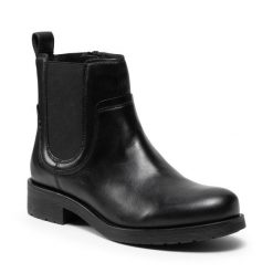 Botki Geox. Czarne botki damskie Geox, bez obcasa, na płaskiej podeszwie, bez zapięcia. Za 439.99 zł.