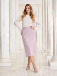 Spódnica midi z rozcięciem - fioletowy. Fioletowe spódnice damskie Sinsay, l, bez wzorów, z bawełny, midi, dopasowane. Za 39.99 zł.