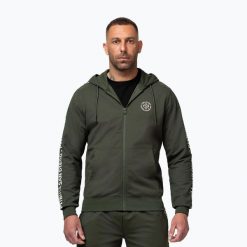 Bluza męska Pitbull Tape Parker Hooded Zip. Zielone bluzy sportowe męskie PITBULL, m, bez wzorów, z bawełny, bez kaptura. Za 269.99 zł.