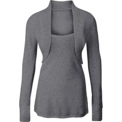 Sweter z bolerkiem 2 w 1 bonprix szary melanż. Szare swetry damskie bonprix. Za 59.99 zł.