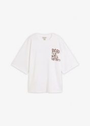 T-shirt oversize z czystej bawełny organicznej. Białe t-shirty damskie bonprix, bez wzorów, z bawełny, bez kołnierzyka. Za 57.99 zł.