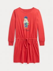 Polo Ralph Lauren Sukienka codzienna 312909702001 Czerwony Regular Fit. Czerwone sukienki dla dziewczynek Polo Ralph Lauren, bez wzorów, z bawełny, bez ramiączek. Za 299.99 zł.