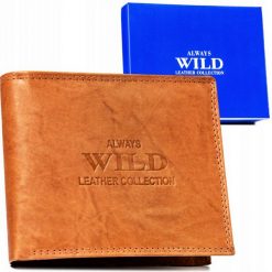 Portfel skórzany Always Wild AW-N992-MAL j. brązowy. Brązowe portfele męskie Always Wild, bez wzorów, ze skóry. Za 45.00 zł.