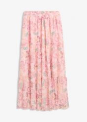 Spódnica maxi z miękkiej siateczki. Czerwone spódnice damskie bonprix, bez wzorów, maxi. Za 149.99 zł.