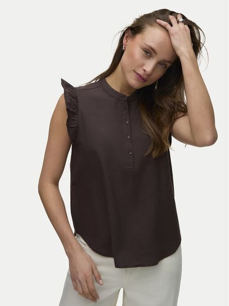Vero Moda Bluzka Selma 10345667 Brązowy Regular Fit. Brązowe bluzki damskie Vero Moda, s, bez wzorów, z bawełny, bez kołnierzyka, bez ramiączek. Za 139.99 zł.