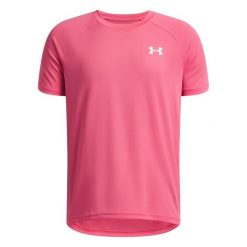 Koszulka sportowa dla chłopców Under Armour Tech 2.0 SS - Różowa. Czerwone t-shirty dla chłopców Under Armour, bez wzorów, z materiału, bez ramiączek. Za 144.68 zł.