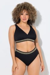 Damskie Bikini złote obrzeże miękkie miseczki regulowane ramiączka. Czarne bikini damskie Ulla Popken, plus size, bez wzorów, plus size. Za 191.99 zł.