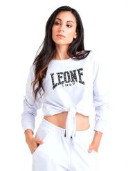 Bluza miękka z ściągacze na co dzień na siłownię. Białe bluzy damskie LEONE 1947 APPAREL, s, bez wzorów, bez kaptura. Za 84.16 zł.