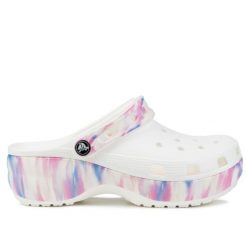 Klapki damskie do chodzenia Crocs CLASSIC PLATFORM DREAM. Białe skarpety damskie Crocs, bez wzorów. Za 229.00 zł.