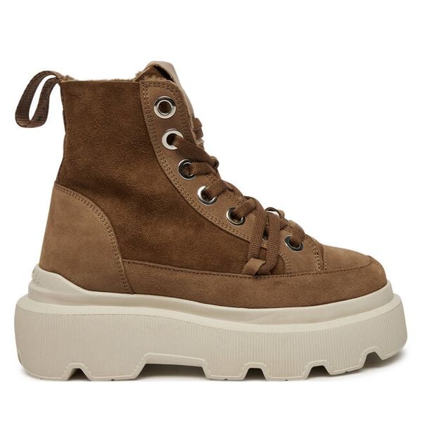 Trzewiki Inuikii. Brązowe botki damskie Inuikii, bez obcasa, na płaskiej podeszwie, bez zapięcia. Za 1,179.00 zł.