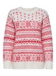 ONLY Sweter Xmas Nordic 15354824 Czerwony Regular Fit. Czerwone swetry damskie Only, xs, bez wzorów, z syntetyku, bez kołnierzyka, bez ramiączek, bez kaptura. Za 169.99 zł.