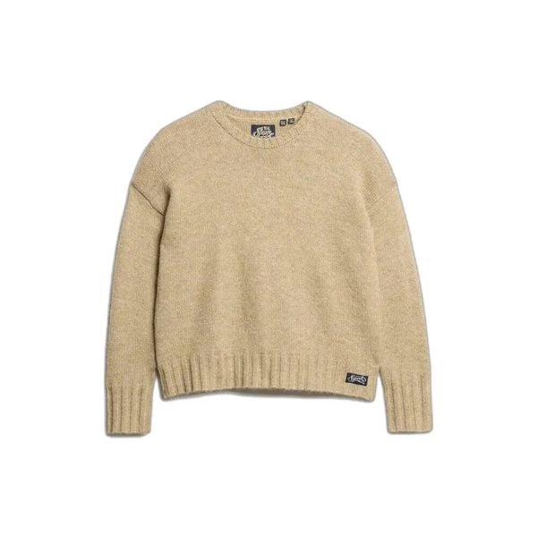 Sweter damski Superdry Essential. Brązowe swetry damskie Superdry., s, z aplikacjami, z dzianiny, klasyczne, bez kołnierzyka, bez ramiączek, bez kaptura. Za 264.65 zł.