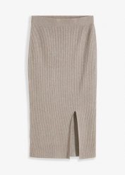 Spódnica dzianinowa z lejącej mieszanki wiskozy. Szare spódnice damskie bonprix, bez wzorów, z dzianiny, eleganckie. Za 114.99 zł.