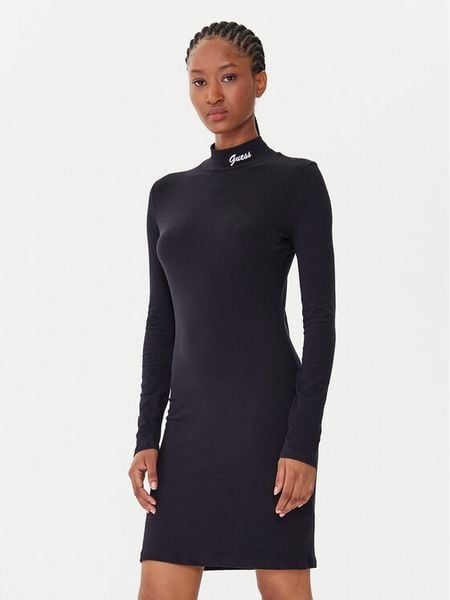 Guess Sukienka codzienna V5BK04 KCBF1 Czarny Slim Fit. Czarne sukienki damskie Guess, na co dzień, xl, z aplikacjami, z bawełny, bez kołnierzyka, bez ramiączek, proste. Za 259.99 zł.