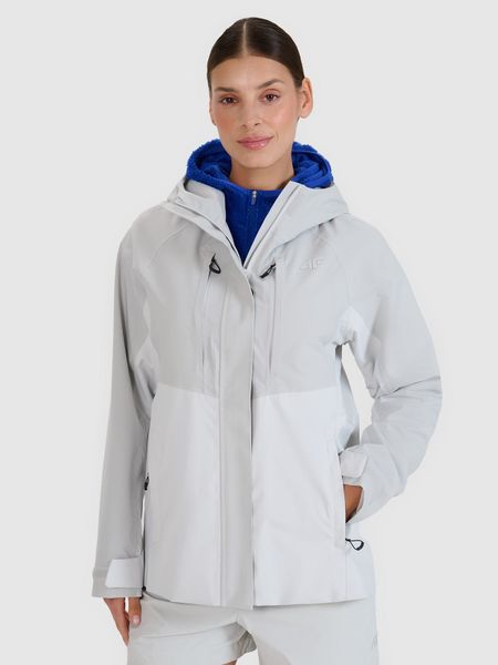 4F Kurtka trekkingowa membrana 10000 damska - szara XS. Szare kurtki damskie 4f, m, bez wzorów, z dzianiny, bez kaptura. W wyprzedaży za 299.99 zł.