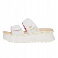 HEYDUDE Damskie Sandały Delray Slide Eyelet. Białe klapki damskie Hey dude, bez wzorów, z materiału, bez obcasa, bez zapięcia. Za 199.00 zł.