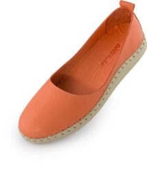 Damskie skórzane balerinki Nell Pumpkin Orange. Brązowe baleriny damskie ENELL, bez wzorów, z materiału, eleganckie, bez obcasa. Za 198.45 zł.