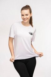 Koszulka do jogi damska Moonholi Awaken z krótkim rękawem. Białe koszulki sportowe damskie MOONHOLI, xs, bez wzorów, z jeansu, bez kołnierzyka, bez ramiączek, na fitness i siłownię. Za 99.00 zł.