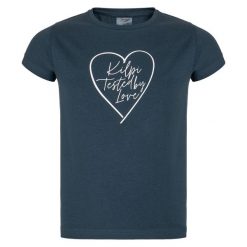 Dziewczęcy bawełniany t-shirt Kilpi ALBION-JG. Niebieskie bluzki dla dziewczynek Kilpi, bez wzorów, z bawełny, bez ramiączek. Za 50.25 zł.