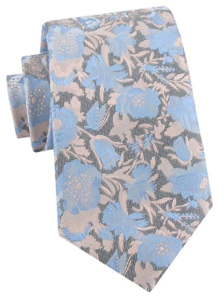 Krawat Męski - Kwiaty na Niebieskim Tle - Alties. Niebieskie krawaty i muchy Alties, bez wzorów, z tkaniny, eleganckie. Za 55.00 zł.