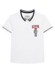 Guess Polo L6RP01 KBV51 Biały Regular Fit. Białe t-shirty dla chłopców Guess, z aplikacjami, z bawełny, bez ramiączek. Za 139.99 zł.