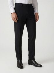 Garniturowe spodnie w kant - czarny. Czarne spodnie materiałowe męskie Reserved, bez wzorów, z tkaniny. Za 169.99 zł.