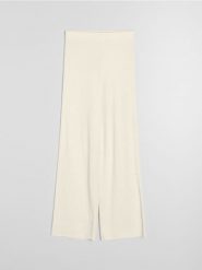 Prążkowane spodnie wide leg - żółty. Żółte spodnie materiałowe damskie Sinsay, l, bez wzorów, prążkowane. Za 49.99 zł.