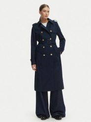 Tommy Hilfiger Trencz WW0WW48873 Granatowy Slim Fit. Niebieskie płaszcze damskie Tommy Hilfiger, m, bez wzorów, z bawełny, bez kaptura. Za 1,499.00 zł.