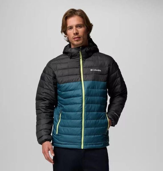 Kurtka COLUMBIA POWDER LITE II HOODED JAC Niebieski. Niebieskie kurtki męskie Columbia, m, bez wzorów, z tkaniny, bez kaptura. Za 657.55 zł.