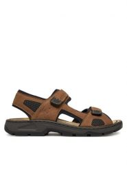 Rieker Sandały 26156-25 Brązowy. Brązowe sandały męskie Rieker, z materiału, bez zapięcia. Za 259.99 zł.