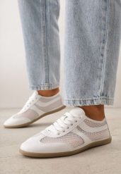Białe Sneakersy Typu Tenisówki z Siateczkowymi Wstawkami Corigoria. Białe trampki i tenisówki damskie Born2be, bez wzorów, klasyczne, bez zapięcia. Za 89.99 zł.