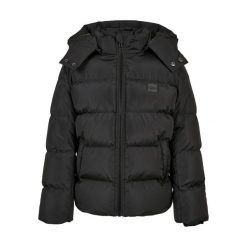 Kurtka Puchowa Dla Chłopca Z Kapturem. Czarne kurtki i płaszcze dla chłopców Urban Classics, bez wzorów, z puchu, sportowe, z kapturem. Za 253.99 zł.